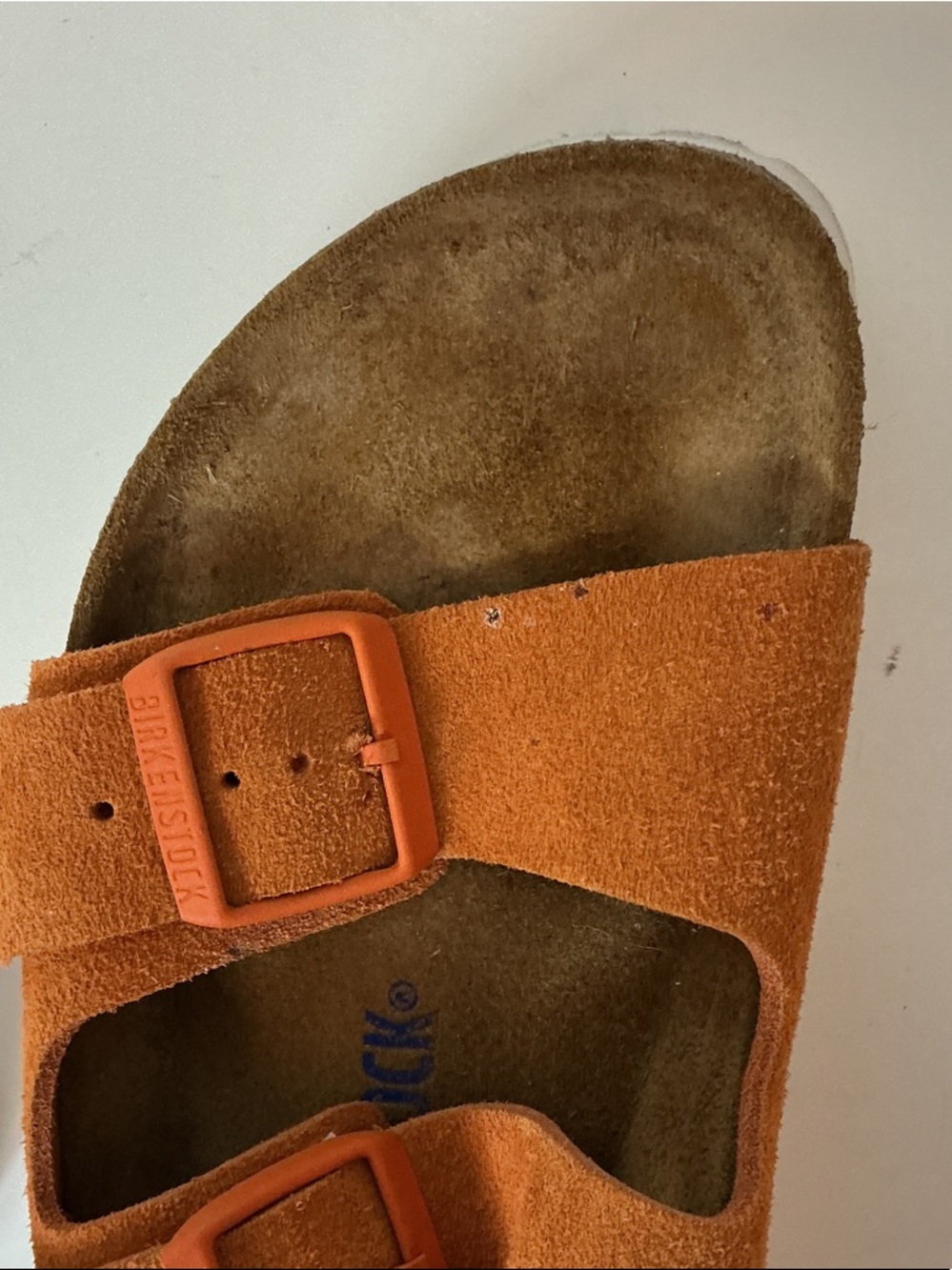 Birkenstock Orange Suede Two-Buckle Sandals - Picture 7 of 9